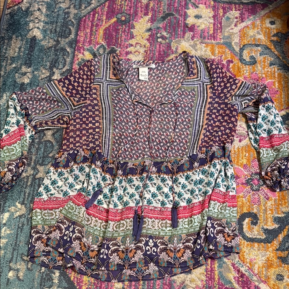 American Rag Colorful Boho Blouse sz 0
